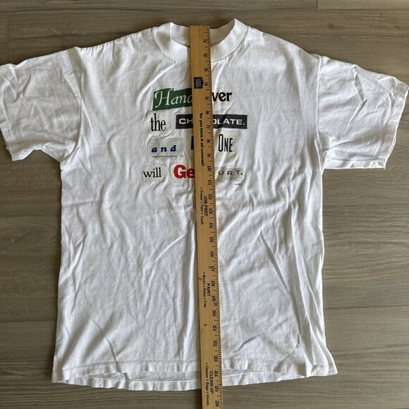 Vintage Oneita Hand Over The Chocolate T Shirt White Mens SM Single Stitch - Picture 7 of 9